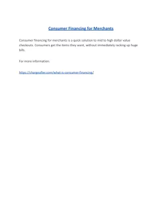 What is Consumer Financing for Merchants