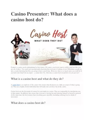 casino presenter what does a casino host do