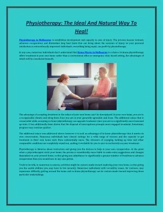 physiotherapy the ideal and natural way to heal