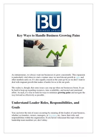 Key Ways to Handle Business Growing Pains