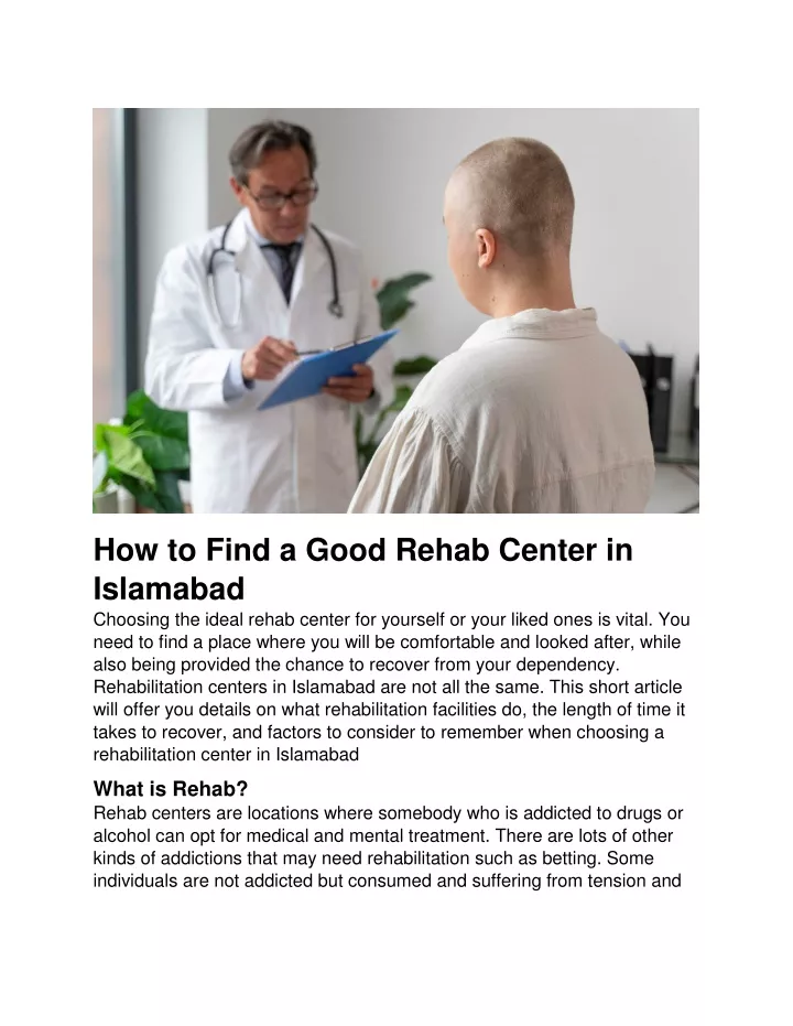 how to find a good rehab center in islamabad