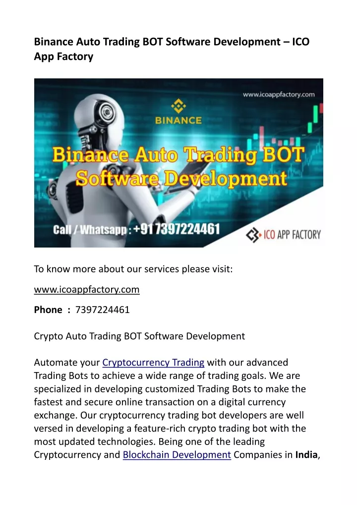 binance auto trading bot software development