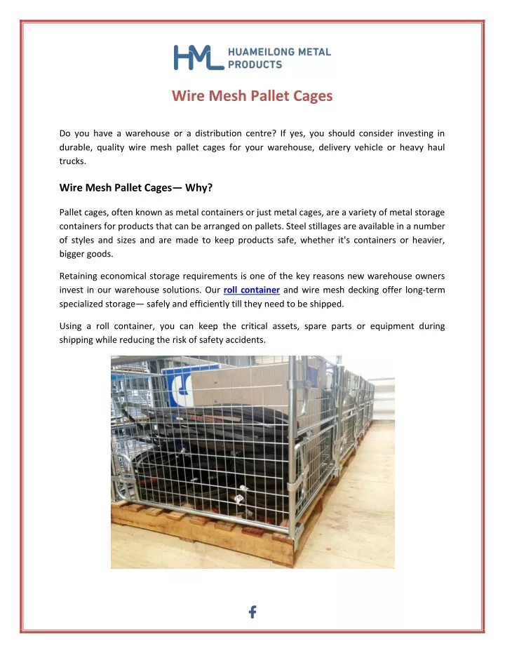 wire mesh pallet cages