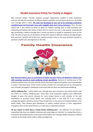 Health Insurance Policy For Family in Nagpur