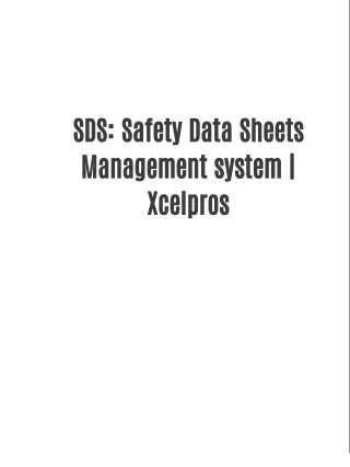 SDS: Safety Data Sheets Management system | Xcelpros