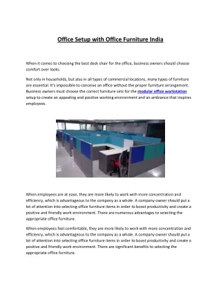 Office Setup with Office Furniture India