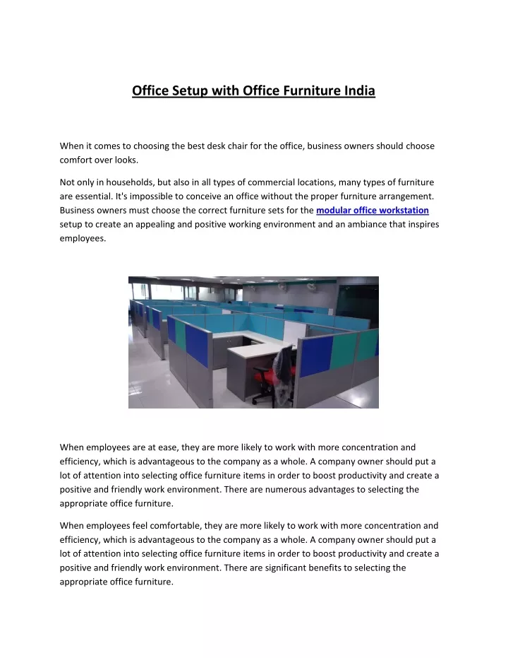 office setup with office furniture india