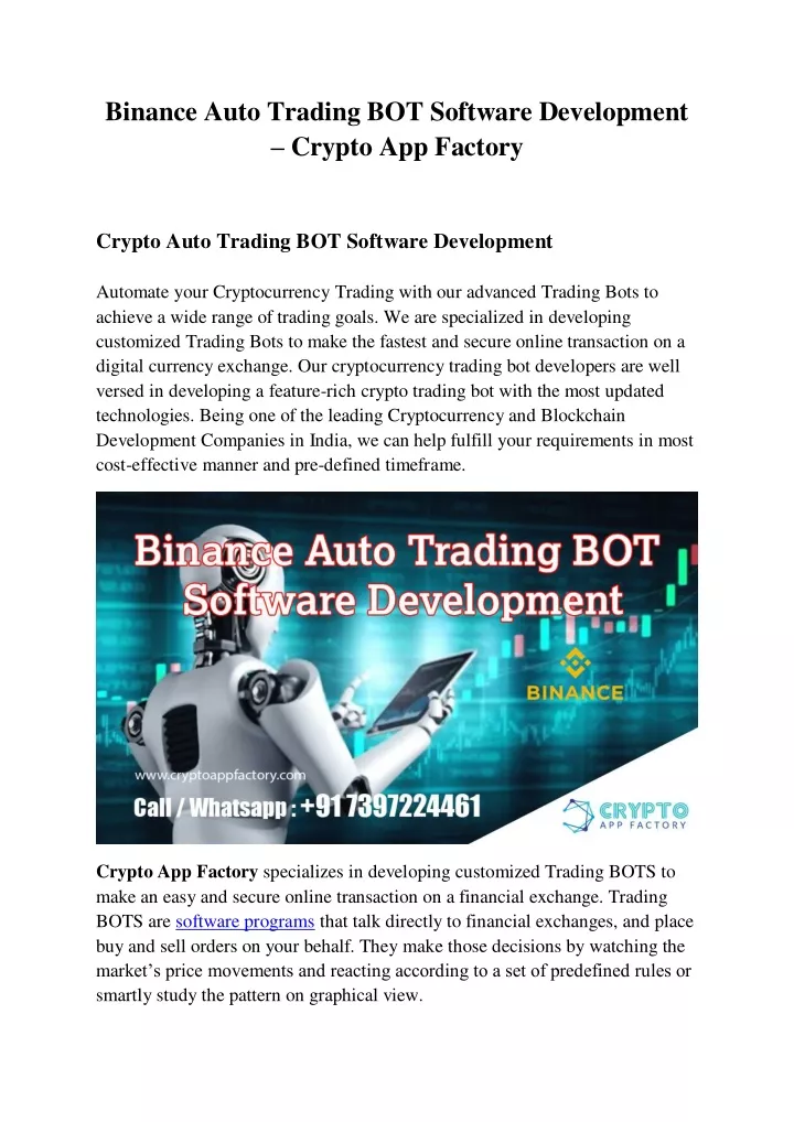 binance auto trading bot software development