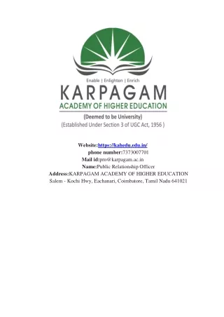 website https kahedu edu in phone number