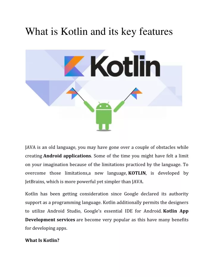 what is kotlin and its key features