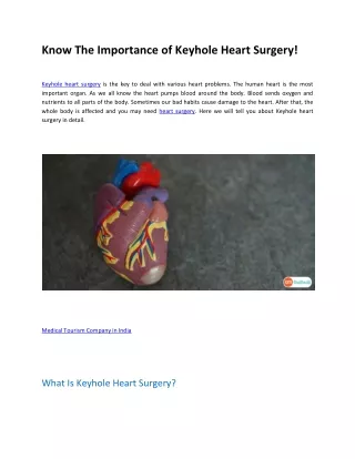 know the importance of keyhole heart surgery