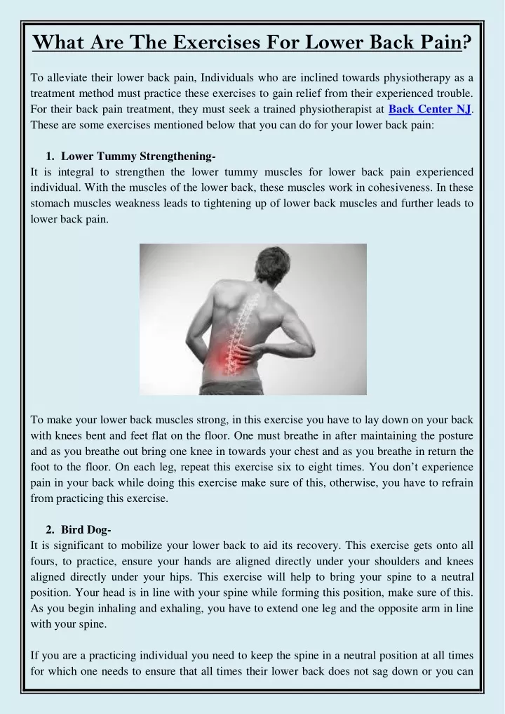 what are the exercises for lower back pain