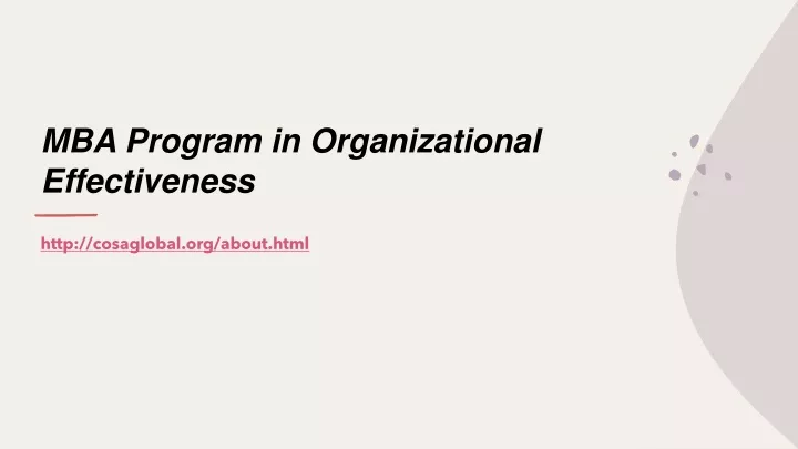 mba program in organizational effectiveness