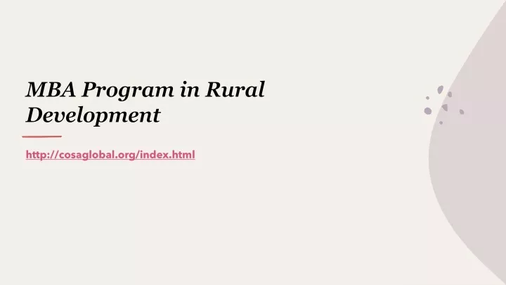 mba program in rural development