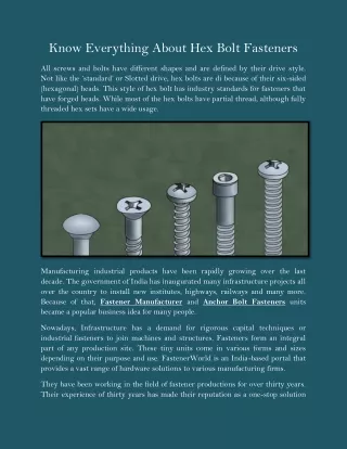 know everything about hex bolt fasteners