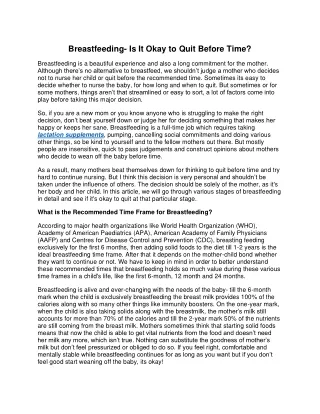breastfeeding is it okay to quit before time