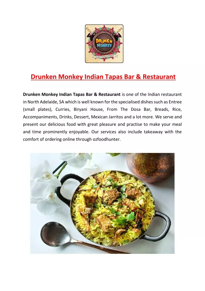 drunken monkey indian tapas bar restaurant