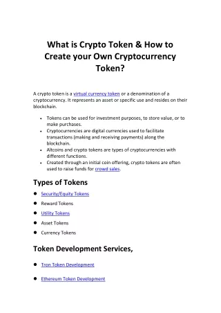 what is crypto token how to create your