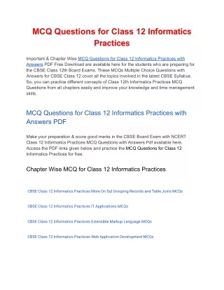 mcq questions for class 12 informatics practices