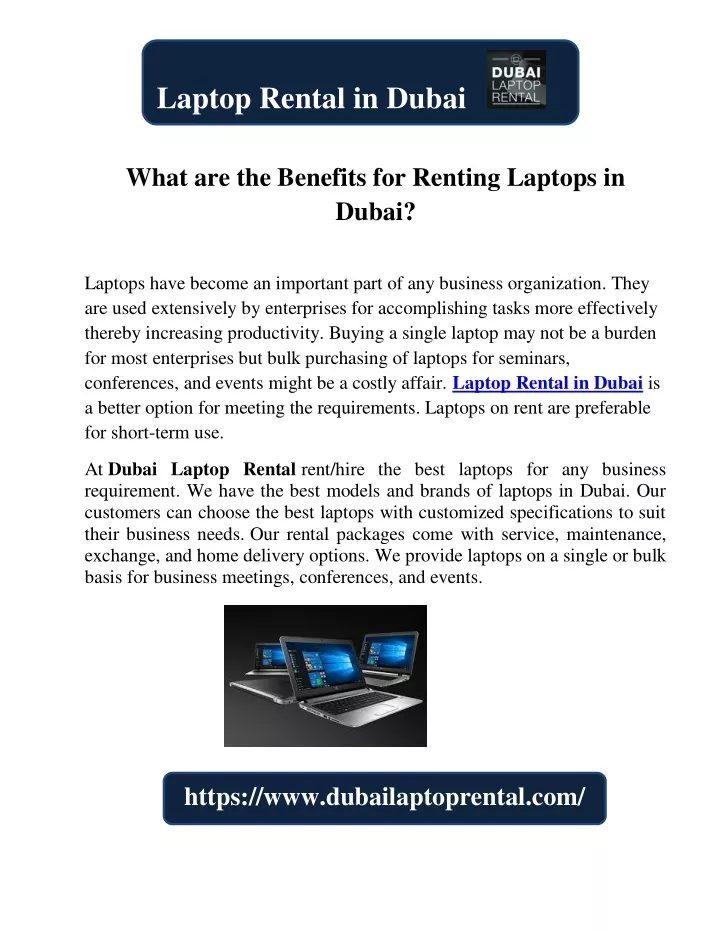 laptop rental in dubai