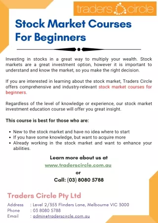 Stock Market Courses For Beginners
