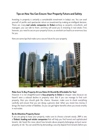 Tips on How You Can Ensure Your Property Future and Safety