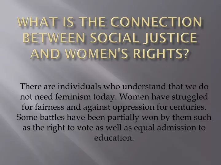 what is the connection between social justice and women s rights