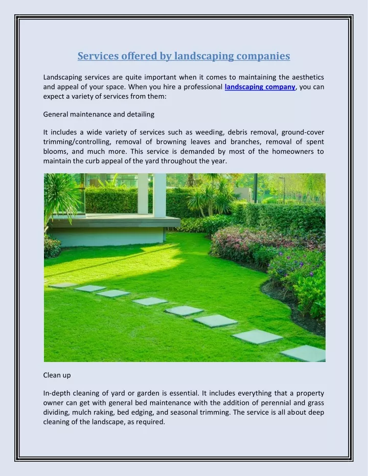 services offered by landscaping companies