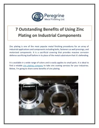 7 Outstanding Benefits of Using Zinc Plating on Industrial Components
