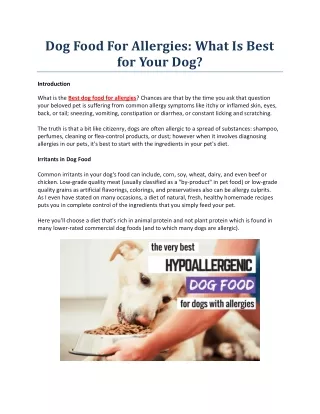 Dog Food For Allergies - What Is Best for Your Dog