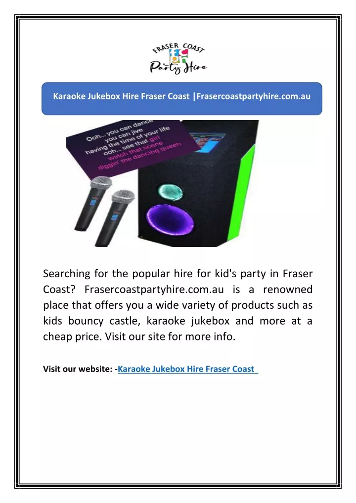 karaoke jukebox hire fraser coast