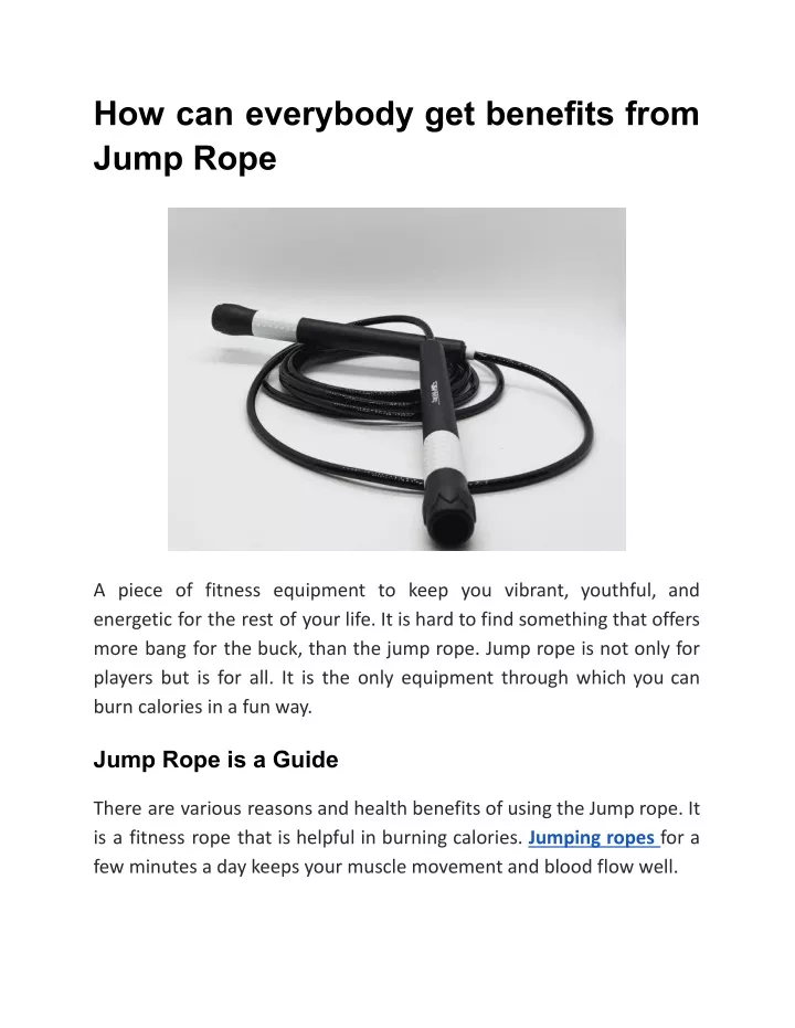 how can everybody get benefits from jump rope