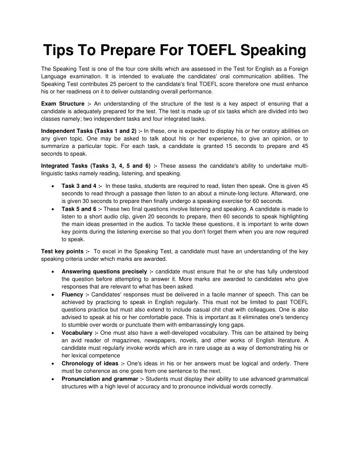 tips to prepare for toefl speaking