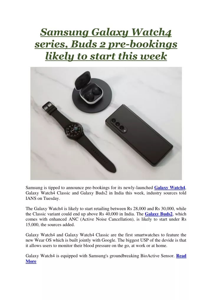 samsung galaxy watch4 series buds 2 pre bookings