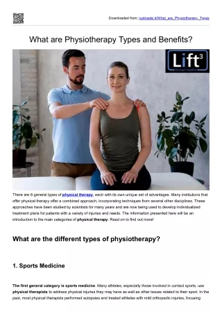What are Physiotherapy Types and Benefits?