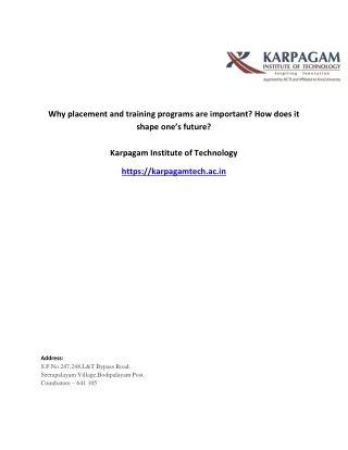 why placement and training programs are important