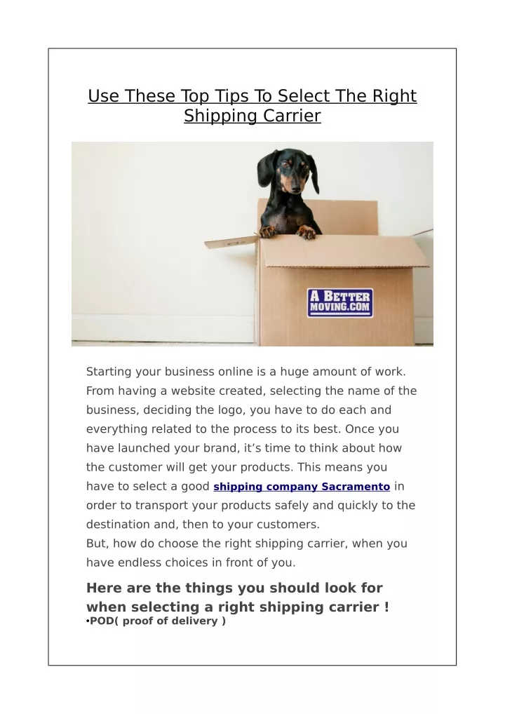use these top tips to select the right shipping