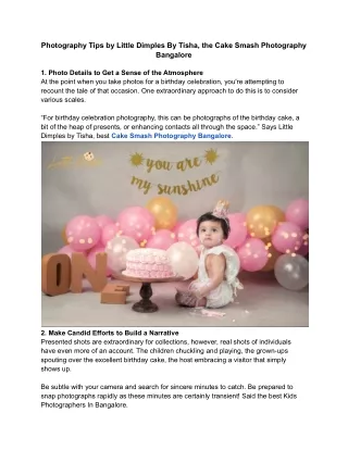 Photography Tips by Little Dimples By Tisha, the Cake Smash Photography Bangalore