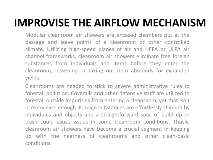 improvise the airflow mechanism