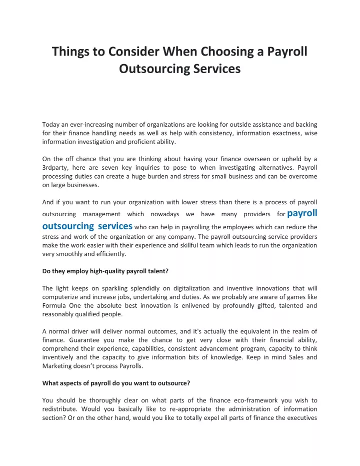 things to consider when choosing a payroll