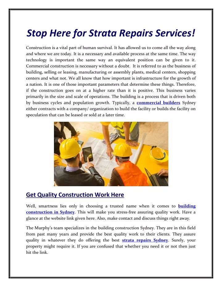 stop here for strata repairs services