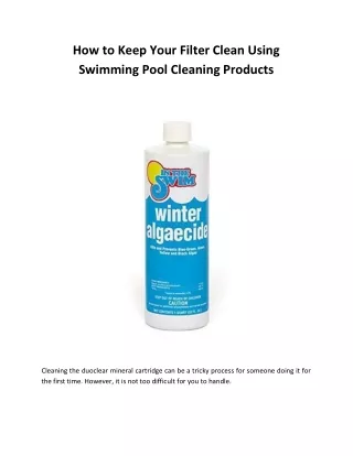 how to keep your filter clean using swimming pool