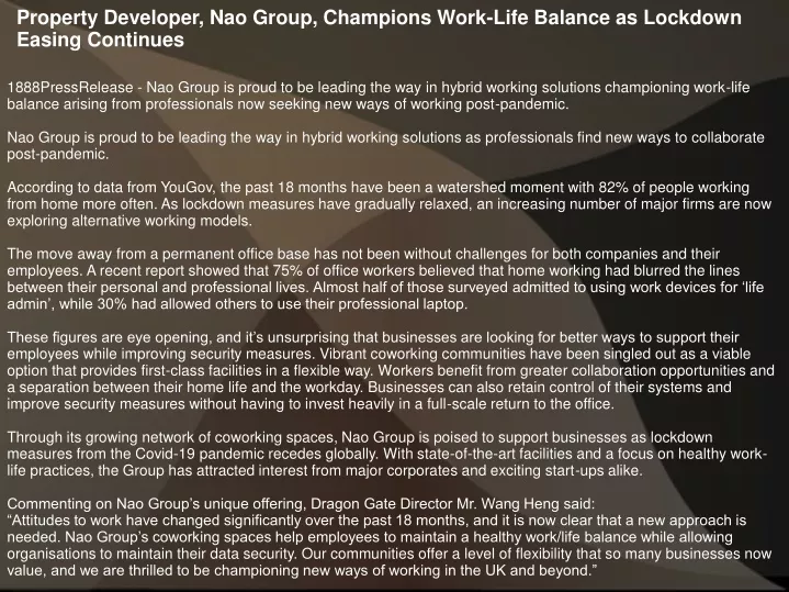 property developer nao group champions work life