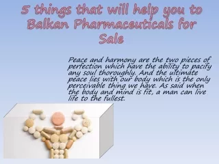 5 things that will help you to Balkan Pharmaceuticals for Sale