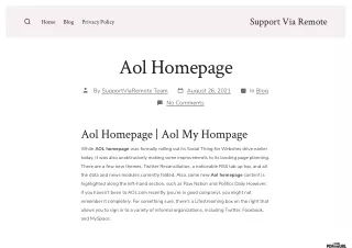 Aol Homepage | Aol My Homepage