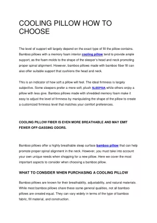 cooling pillow how to choose