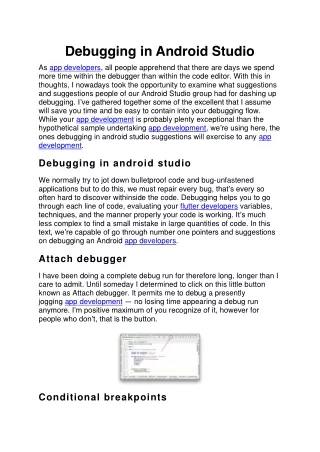 debugging in android studio as app developers