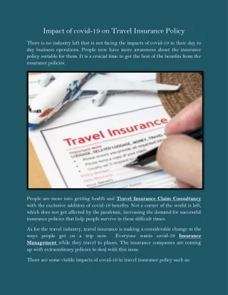 Impact of covid-19 on Travel Insurance Policy