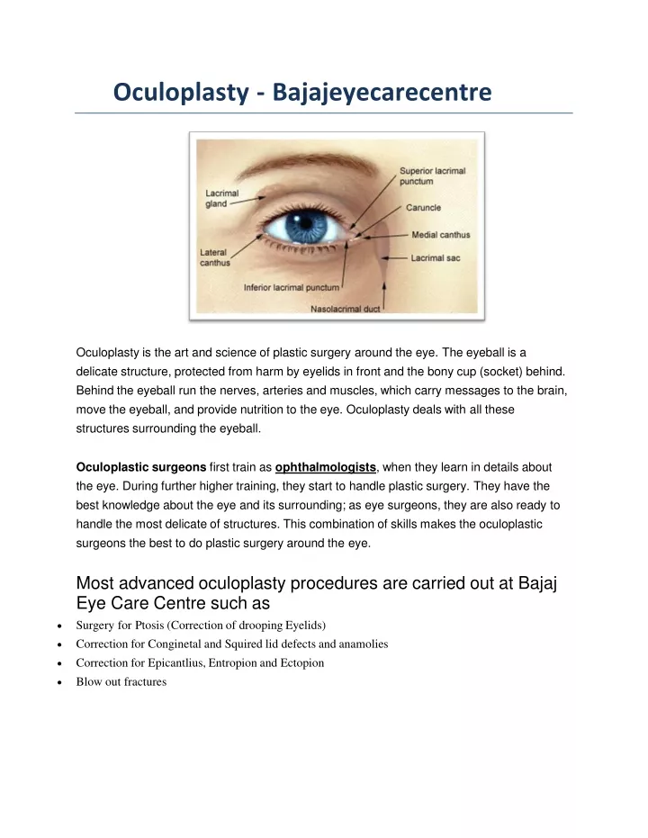 oculoplasty bajajeyecarecentre
