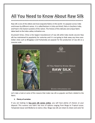 4 Facts about Raw Silk Saree